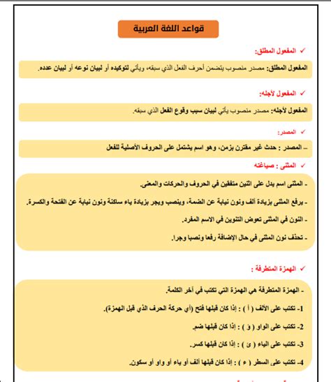 تمارين وأنشطة الدعم مادة اللغة العربية الوحدة الثالثة للمستوى الخامس