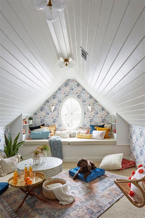Bohemian Attic Room With Window Seat And Floral Wallpaper Attic Bedroom