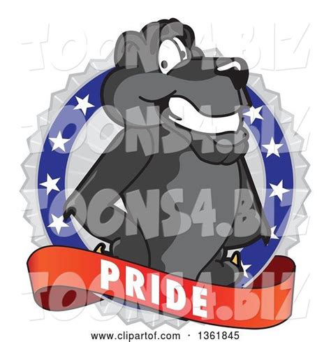 Vector Illustration Of A Black Panther School Mascot On A Pride Badge
