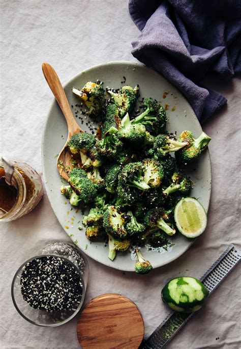 Charred Broccoli With Ginger Sesame Sauce From Dishing Up The Dirt