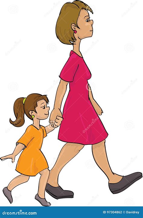 Mother And Child Walking Stock Illustration Illustration Of Holding