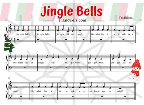 Jingle Bells Free Easy Piano Sheet Music Digital Print