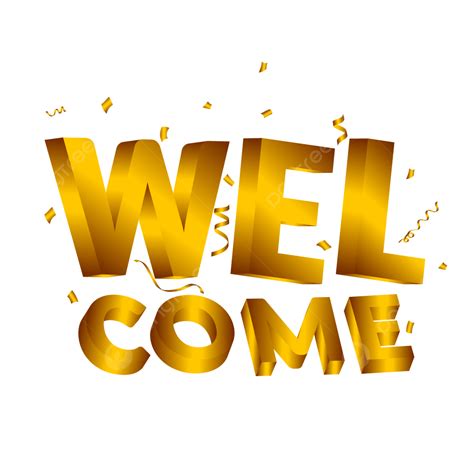 Welcome 3d Golden Lettering Text Vector Welcome Greetings Welcome 3d