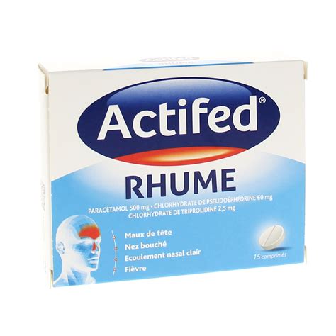 ACTIFED rhume boîte de 15 comprimés Médicament conseil Pharmacie