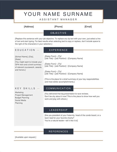 Free Printable Resume Templates Pdf
