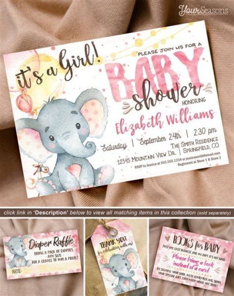Check spelling or type a new query. Buy Now Elephant Baby Shower Invitation Girl Safari ...
