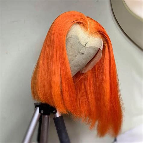 Short Orange Ginger Bob Lace Wig Colored Human Hair Wigs For Women Lace