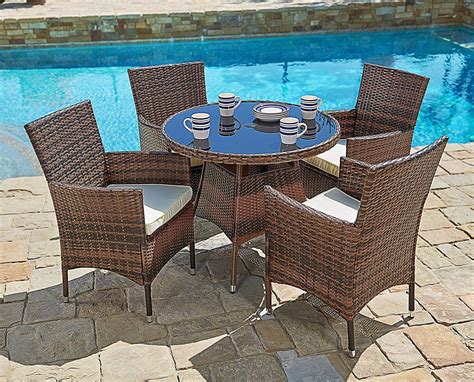 Suncrown 5 Piece Outdoor Dining Set All Weather Wicker Patio Dining