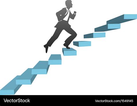 Business Man Running Climb Stairs Royalty Free Vector Image