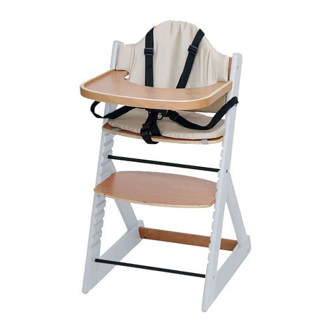 Wooden Baby High Chair 3in1 Highchair With Tray And Bar White