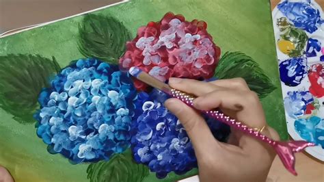 Easy Hydrangea Flower Acrylic Painting Using Cheap Paints Beginner