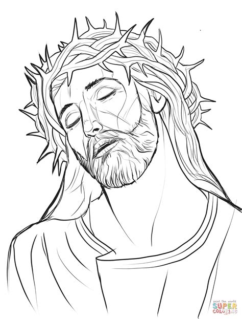 Christ With A Crown Of Thorns Coloring Page Free Printable Coloring Pages