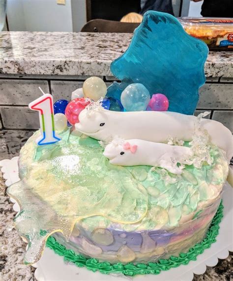 Baby Beluga First Birthday Bash Buttercream Cake With Fondant Belugas