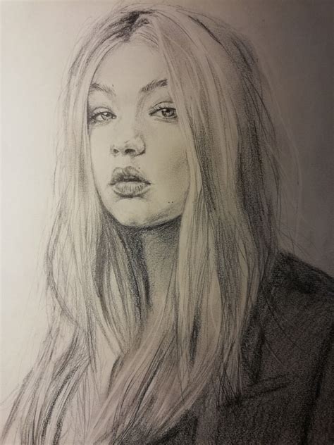 Gigi Hadid Fanart Pencil Drawing Portrait
