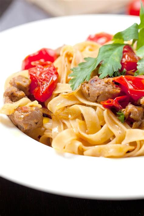 Pasta Tagliatelle With Beef Bolognese Sauce And Parmesan. Stock Image ...