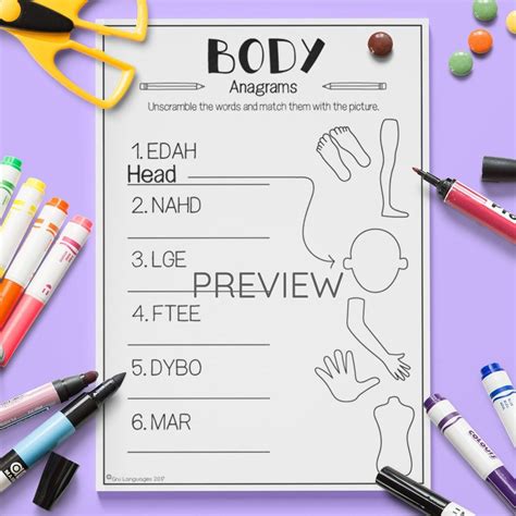 body anagrams  images vocabulary activities teaching body