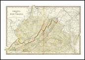 Historical map of Virginia around 1882 reprint map frame | Etsy