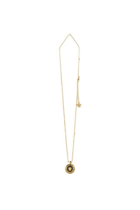 Versace Versace Round Enamel Medusa Necklace Clothing From Circle