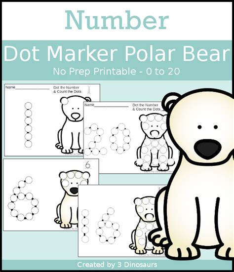 Polar Animals Dot The Number And Count The Number Polar Bear And Penguin
