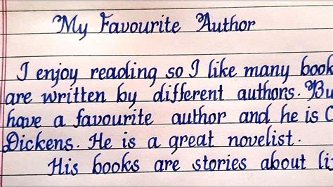 Writing Essay On My Favourite Author In English Writing English Writing Handwriting Eng