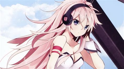 Headphones Clouds Vocaloid Blue Eyes Cleavage