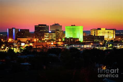 Albuquerque Skyline At Sunset Photo Photograph By Paul Velgos Pixels