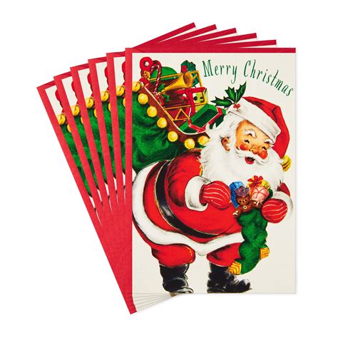 Hallmark Christmas Cards Vintage Santa 6 Cards With Envelopes