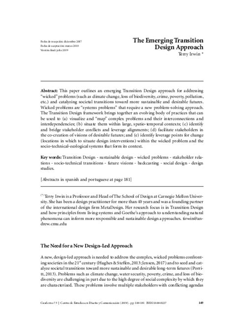 Pdf The Emerging Transition Design Approach Terry Irwin