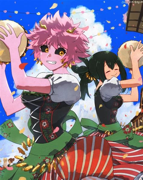 Ashido Mina And Tsuyu Asui Personagens De Anime Menina Anime Deku Anime