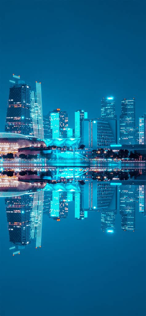 City Skyline Wallpaper 4k Singapore Blue Hour Night Life Cityscape