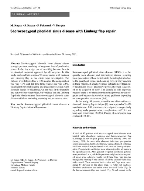 Pdf Sacrococcygeal Pilonidal Sinüs Disease With Limberg