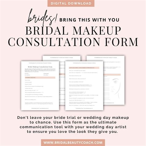 Bridal Makeup Consultation Form Pre Wedding Beauty Bride Makeup Trial