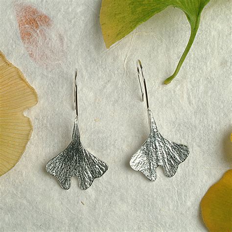 Ginkgo Leaf Drop Earrings Uk Made Jewellery Ts