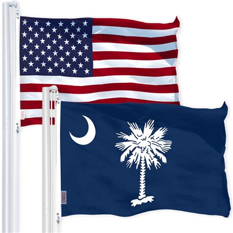 Usa American And South Carolina Sc State Flags 3x5ft Combo Printed 150d