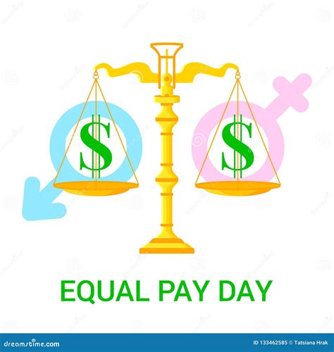 Vector Flat Illustration For Equal Pay Day Stock Vector Illustration Of Earnings Event