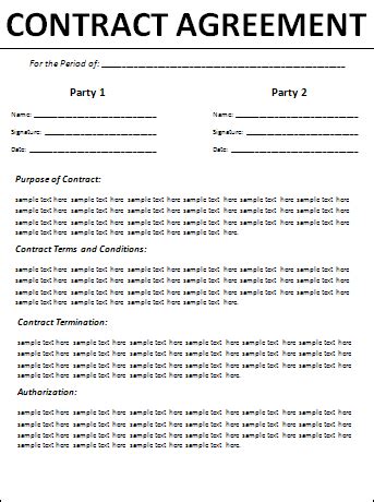 contract agreement form  word templates