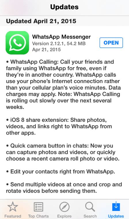 Whatsapp Updates Ios App With Voice Calling Feature Along With Other