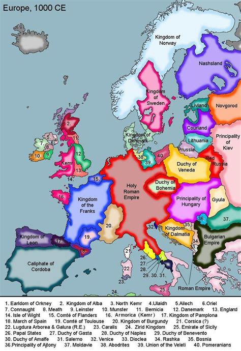 Historical Map Of Europe 1000 Ad History Geography Historical Maps