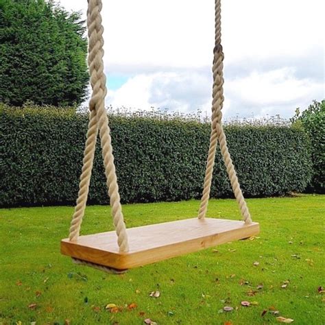 Engraved Large Adult Oak Garden Rope Tree Swing By Traditional Wooden