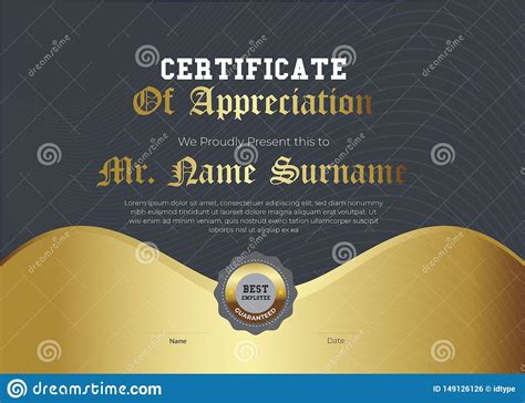 Royal Golden Certificate Of Appreciation Templatetrendy Geometric