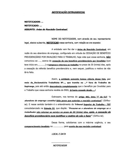 Carta De Rescisao De Contrato De Trabalho