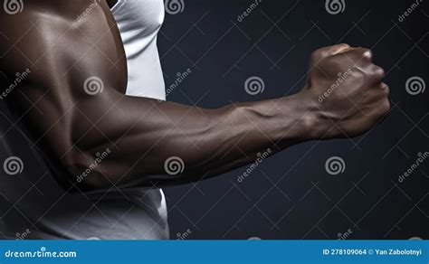 Athletes Biceps Flexing After A Workout Generative Ai Stock Photo