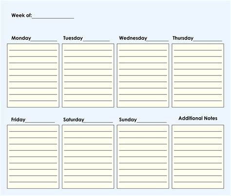 Blank Weekly Calendar Printable
