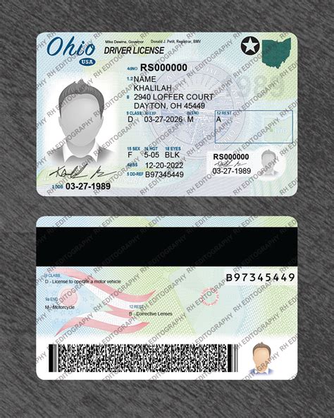 Ohio Driving License Psd Template Rh Editography