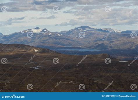 Landscape As Seen From Mount Njulla Nuolja Northern Sweden Stock Photo