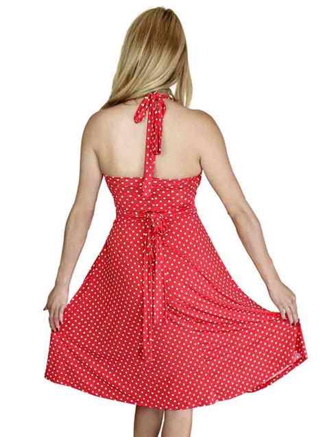 Womens Mini Polka Dot Swing Dress By Demi Loon Red Inked Shop