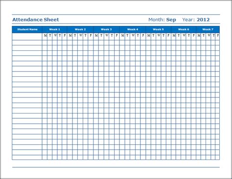 135 Formidable Printable Attendance Sheets Template Template Ideas