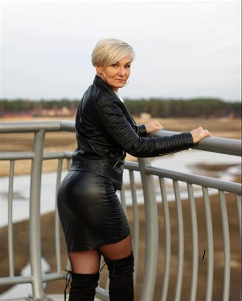 Leather Outfit Leather Boots Leather Skirt Sexy Older Women Mature