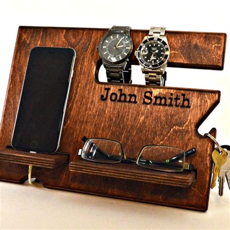 Personalized Wooden Box With Lock Mens Valet Box Anniversary Etsy