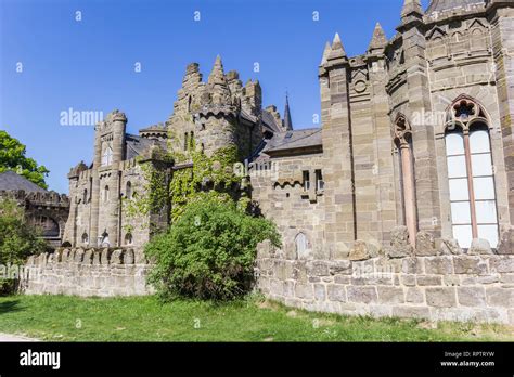 Historic Lowenburg Castle In The Bergpark Of Kassel Germany Stock